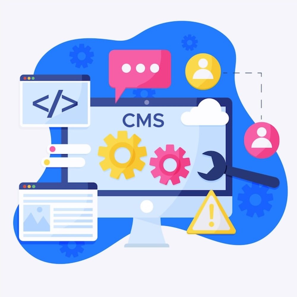 內容管理系統的平面插圖